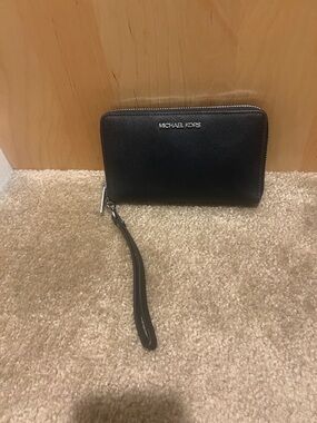 Michael Kors Black Saffiano Zip Wristlet Wallet
